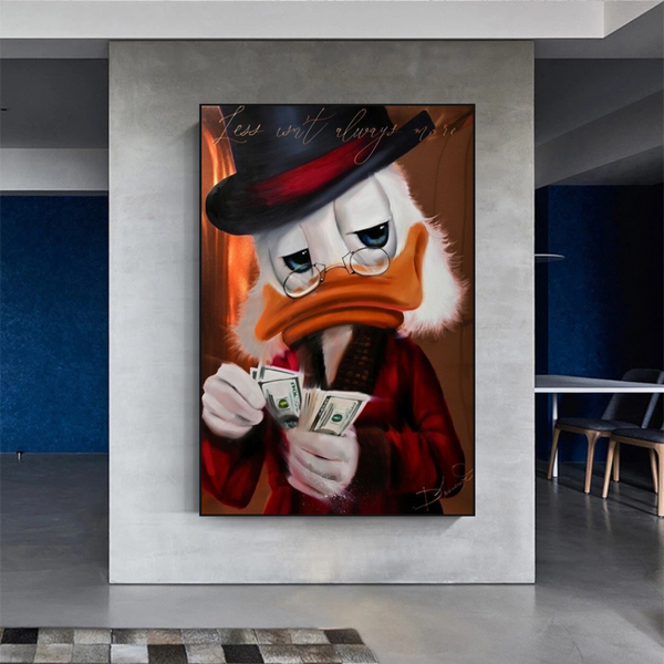 Scrooge McDuck Count Money Millionaire Canvas Wall Art-Wall Posters