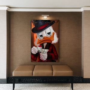 Scrooge McDuck Count Money Millionaire Canvas Wall Art-Wall Posters