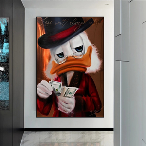 Scrooge McDuck Count Money Millionaire Canvas Wall Art-Wall Posters
