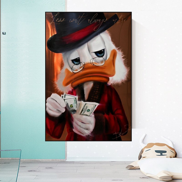 Scrooge McDuck Count Money Millionaire Canvas Wall Art-Wall Posters