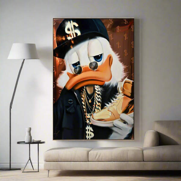 Scrooge McDuck Gold Jordan Millionaire Canvas Wall Art-Wall Posters