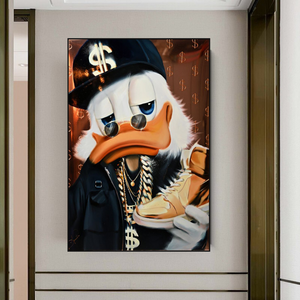 Scrooge McDuck Gold Jordan Millionaire Canvas Wall Art-Wall Posters