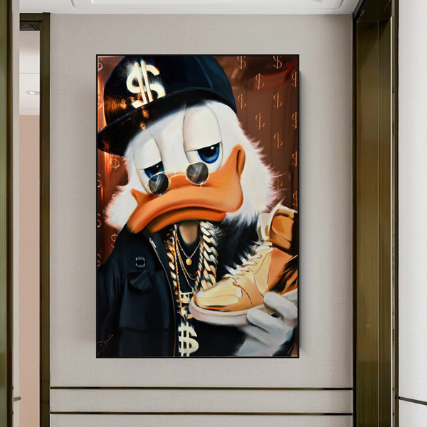 Scrooge McDuck Gold Jordan Millionaire Canvas Wall Art-Wall Posters