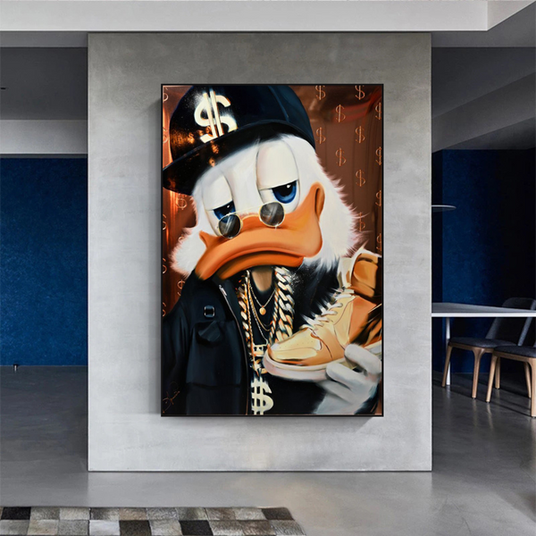 Scrooge McDuck Gold Jordan Millionaire Canvas Wall Art-Wall Posters