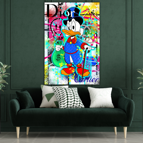 Scrooge McDuck Money Bags Canvas Wall Art-Wall Posters