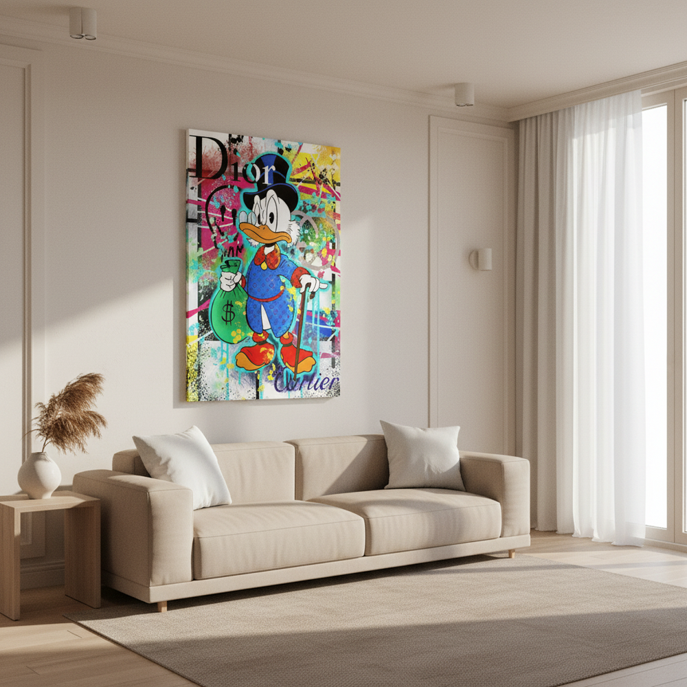 Scrooge McDuck Money Bags Canvas Wall Art-Wall Posters