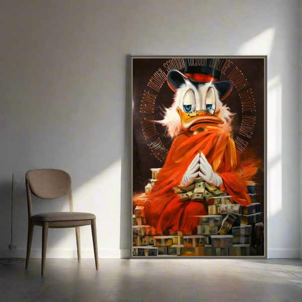Scrooge McDuck Money Bank Millionaire Canvas Wall Art-Wall Posters