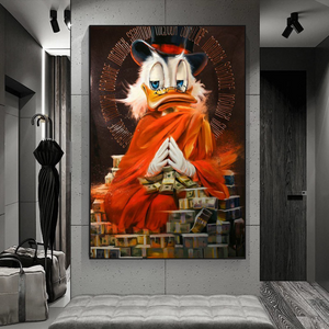 Scrooge McDuck Money Bank Millionaire Canvas Wall Art-Wall Posters