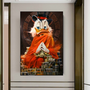 Scrooge McDuck Money Bank Millionaire Canvas Wall Art-Wall Posters