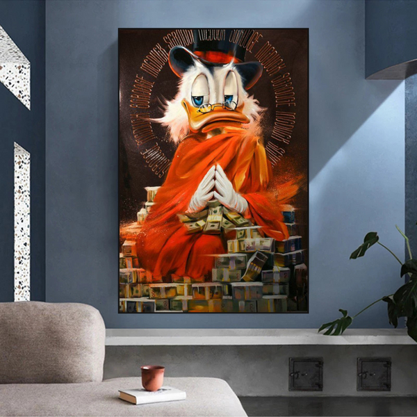 Scrooge McDuck Money Bank Millionaire Canvas Wall Art-Wall Posters