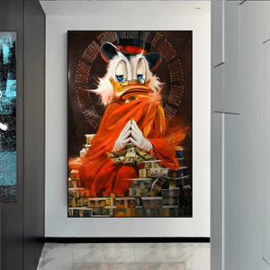 Scrooge McDuck Money Bank Millionaire Canvas Wall Art-Wall Posters