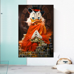 Scrooge McDuck Money Bank Millionaire Canvas Wall Art-Wall Posters