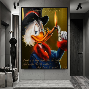 Scrooge McDuck Money Cigar Millionaire Canvas Wall Art-Wall Posters