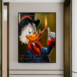 Scrooge McDuck Money Cigar Millionaire Canvas Wall Art-Wall Posters