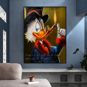 Scrooge McDuck Money Cigar Millionaire Canvas Wall Art-Wall Posters