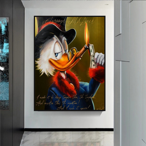 Scrooge McDuck Money Cigar Millionaire Canvas Wall Art-Wall Posters