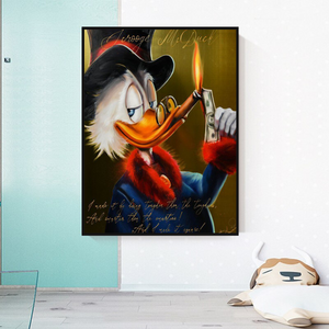 Scrooge McDuck Money Cigar Millionaire Canvas Wall Art-Wall Posters