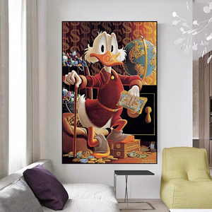 Scrooge McDuck Money Collector Millionaire Canvas Wall Art-Wall Posters