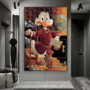 Scrooge McDuck Money Collector Millionaire Canvas Wall Art-Wall Posters
