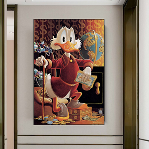 Scrooge McDuck Money Collector Millionaire Canvas Wall Art-Wall Posters