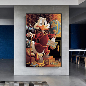 Scrooge McDuck Money Collector Millionaire Canvas Wall Art-Wall Posters