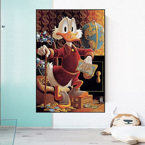 Scrooge McDuck Money Collector Millionaire Canvas Wall Art-Wall Posters