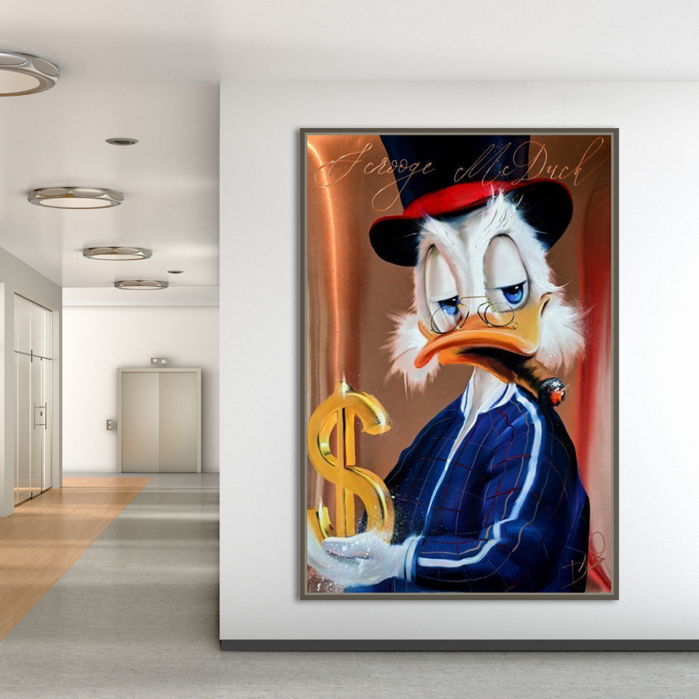 Scrooge McDuck Money Dollar Millionaire Canvas Wall Art-Wall Posters