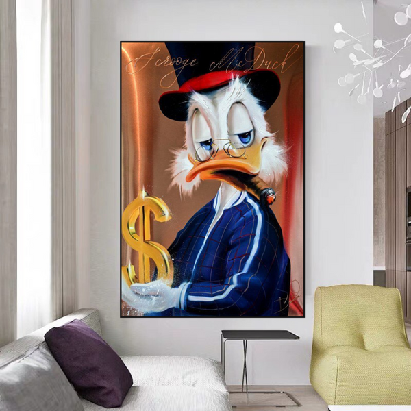 Scrooge McDuck Money Dollar Millionaire Canvas Wall Art-Wall Posters