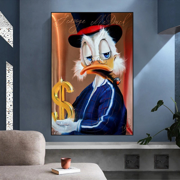 Scrooge McDuck Money Dollar Millionaire Canvas Wall Art-Wall Posters