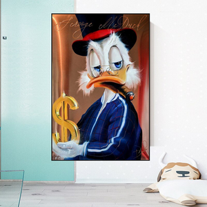 Scrooge McDuck Money Dollar Millionaire Canvas Wall Art-Wall Posters