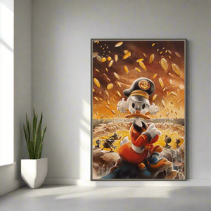 Scrooge McDuck Money Well Millionaire Canvas Wall Art-Wall Posters