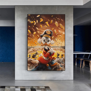 Scrooge McDuck Money Well Millionaire Canvas Wall Art-Wall Posters