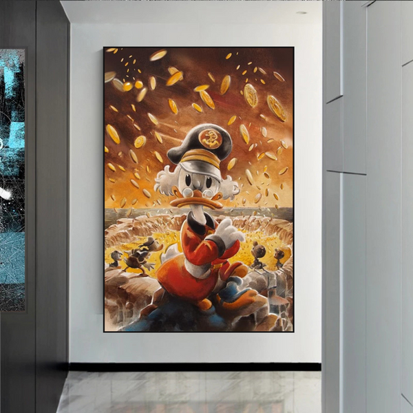 Scrooge McDuck Money Well Millionaire Canvas Wall Art-Wall Posters