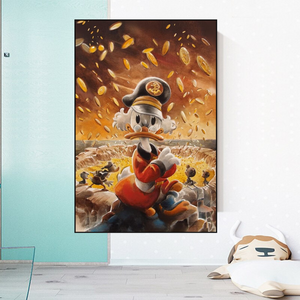 Scrooge McDuck Money Well Millionaire Canvas Wall Art-Wall Posters
