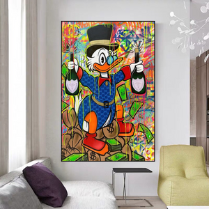 Scrooge McDuck's Champaign Celebration Canvas Wall Art-Wall Posters