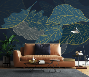 Sea Green Leaves 3D Wallpaper Murals: Transform Your Space-Flower & Leaf Wallpaper