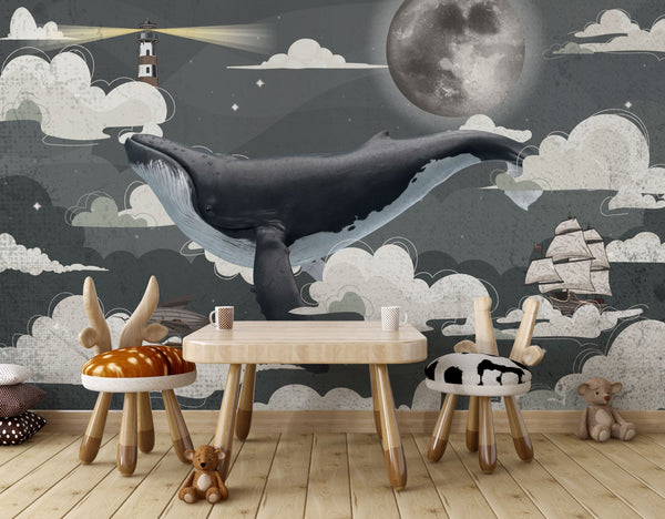 Sea Whale Adventure - Kids Nursery Wallpaper Mural-Kids Room Wallpaper