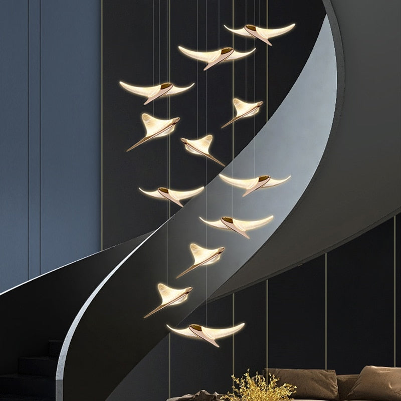 Seagull Hanging Light Staircase Chandelier – LED Lighting-Staircase Chandelier