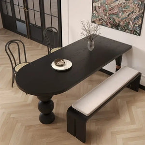 Semicircle Wooden Island Dining Table-Dining Tables