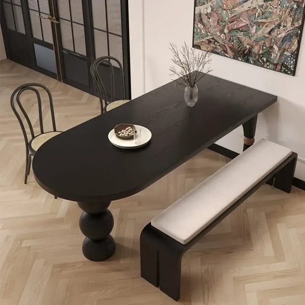 Semicircle Wooden Island Dining Table-Dining Tables