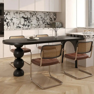 Semicircle Wooden Island Dining Table-Dining Tables