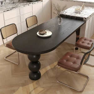 Semicircle Wooden Island Dining Table-Dining Tables
