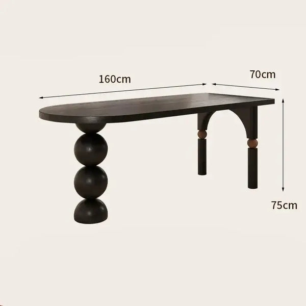 Semicircle Wooden Island Dining Table-Dining Tables