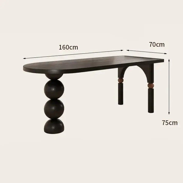 Semicircle Wooden Island Dining Table-Dining Tables