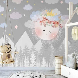 Serene Grey Mountain Peaks Wallpaper-Kids Room Wallpaper