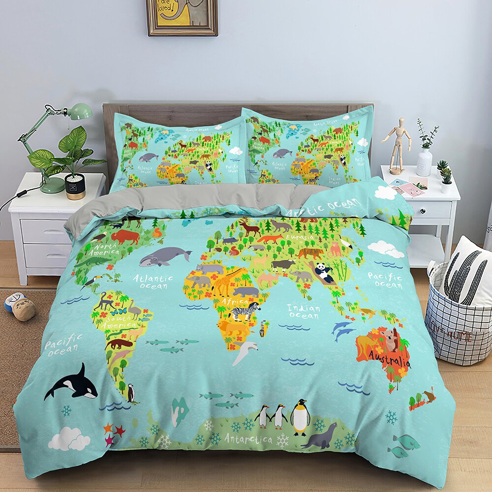 Shop World Map Bedding Set - Discover Exquisite Designs-Bedding Set Kids
