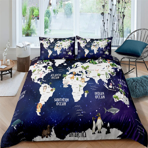 Shop World Map Bedding Set - Explore New Aesthetic-Bedding Set Kids