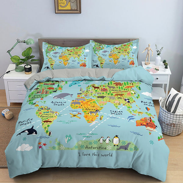 Shop World Map Bedding Set - Explore the World from Nursery-Bedding Set Kids