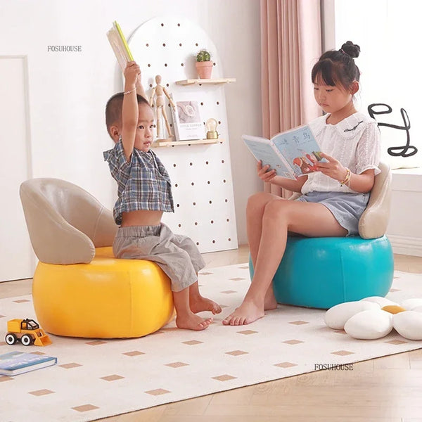 Simple PU Kids Sofa – Customizable One-Seater Toddler Chair with Easy Assembly-Kids Sofas
