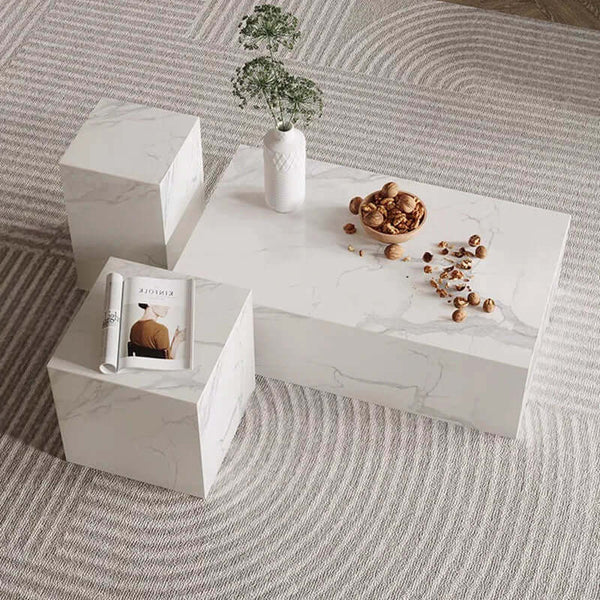 Sintered Stone Marble Coffee Table Trio-Coffee Tables